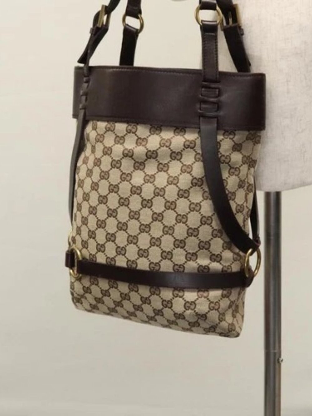 GUCCI GG Canvas Tote Bag Beige Brown gold - Picture 13 of 15